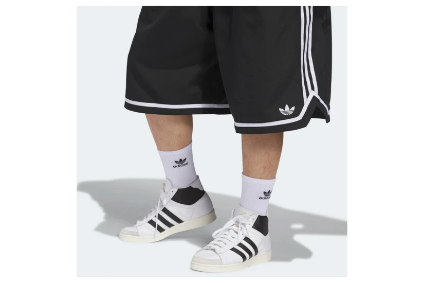 Adidas Originals Basketball Long Ανδρική Μπασκετική Βερμούδα Μαύρη, Λευκή