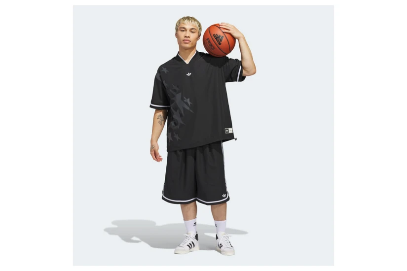 Adidas Originals Basketball Long Ανδρική Μπασκετική Βερμούδα Μαύρη, Λευκή
