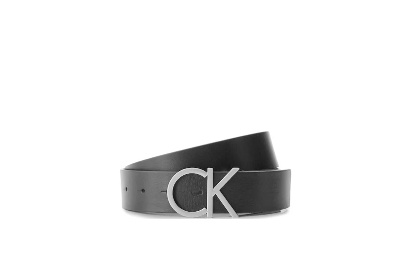 Calvin Klein Logo 3,5CM Γυναικεία Casual Ζώνη Μαύρη, Ασημί