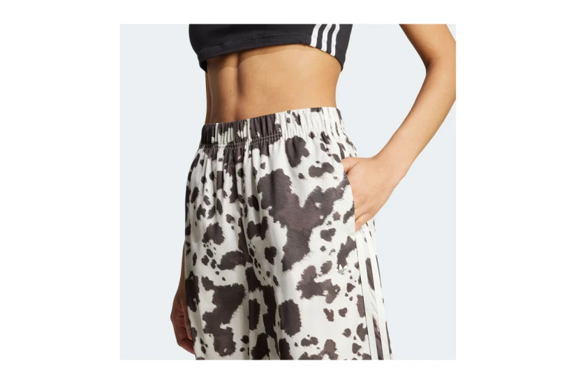 Adidas Originals Satin Wide Leg Γυναικείο Παντελόνι Φόρμας Εκρού, Καφέ