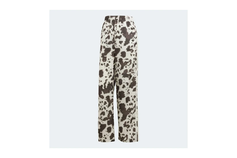 Adidas Originals Satin Wide Leg Γυναικείο Παντελόνι Φόρμας Εκρού, Καφέ