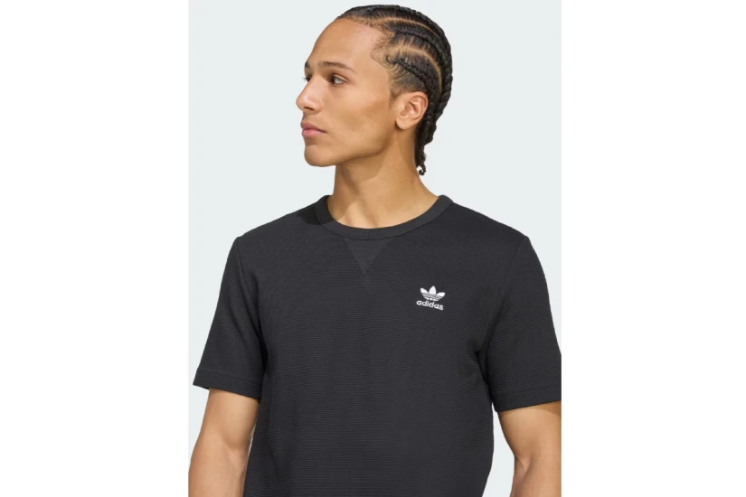 Adidas Originals Trefoil Essentials Waffle Ανδρικό Κοντομάνικο T-Shirt Μαύρο