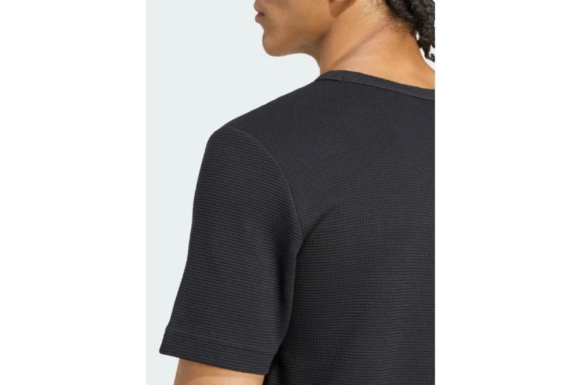 Adidas Originals Trefoil Essentials Waffle Ανδρικό Κοντομάνικο T-Shirt Μαύρο