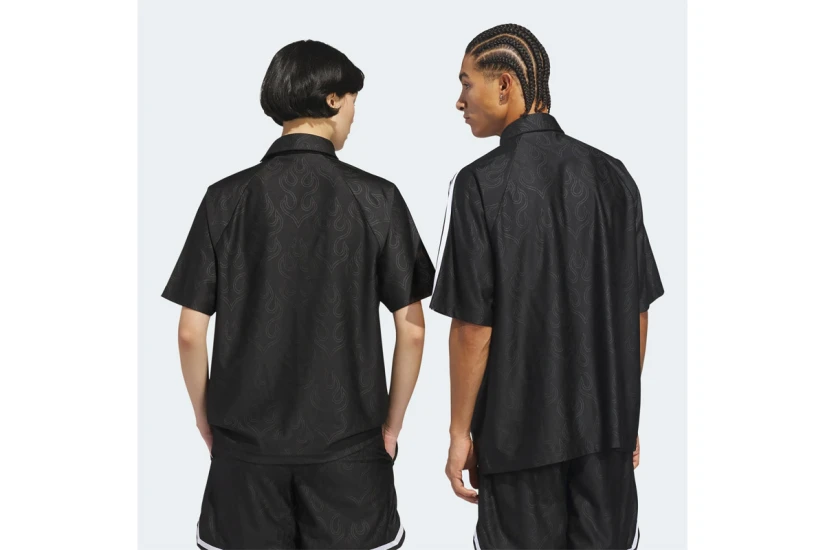 Adidas Originals Basketball Flame Ανδρικό Κοντομάνικο Πουκάμισο Μαύρο, Λευκό