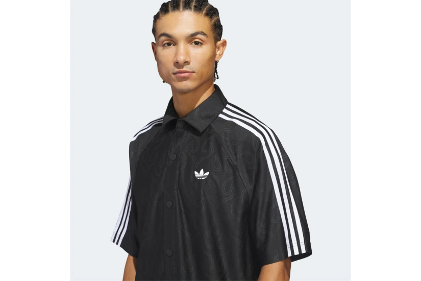 Adidas Originals Basketball Flame Ανδρικό Κοντομάνικο Πουκάμισο Μαύρο, Λευκό