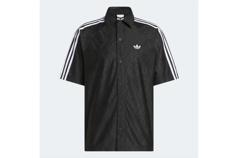 Adidas Originals Basketball Flame Ανδρικό Κοντομάνικο Πουκάμισο Μαύρο, Λευκό