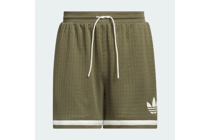 Adidas Originals Basketball Ανδρική Αθλητική Βερμούδα Λαδί, Εκρού