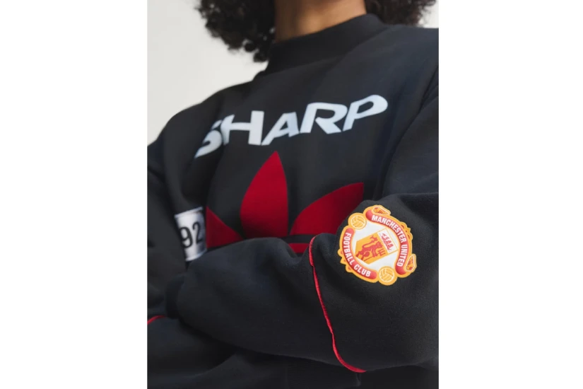 Adidas Originals Manchester United 90 Ανδρική Μακρυμάνικη Μπλούζα με Λαιμόκοψη Μαύρη