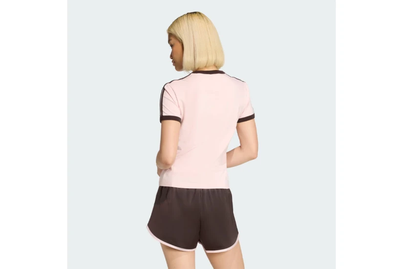 Adidas Originals 3-Stripes Γυναικείο Κοντομάνικο T-Shirt Ροζ, Καφέ