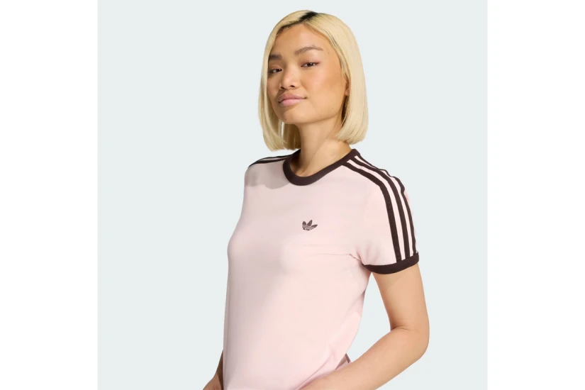Adidas Originals 3-Stripes Γυναικείο Κοντομάνικο T-Shirt Ροζ, Καφέ