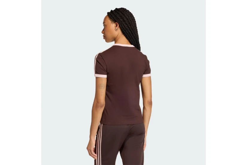 Adidas Originals 3-Stripes Γυναικείο Κοντομάνικο T-Shirt Καφέ, Ροζ