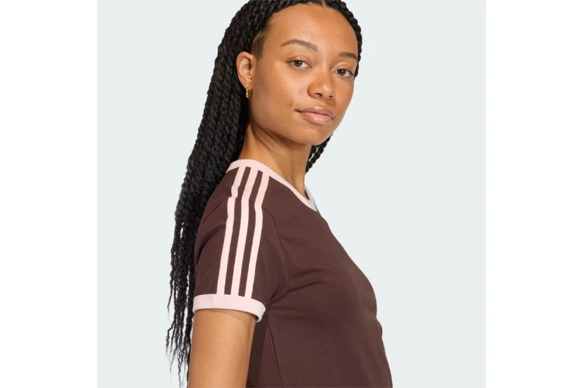 Adidas Originals 3-Stripes Γυναικείο Κοντομάνικο T-Shirt Καφέ, Ροζ