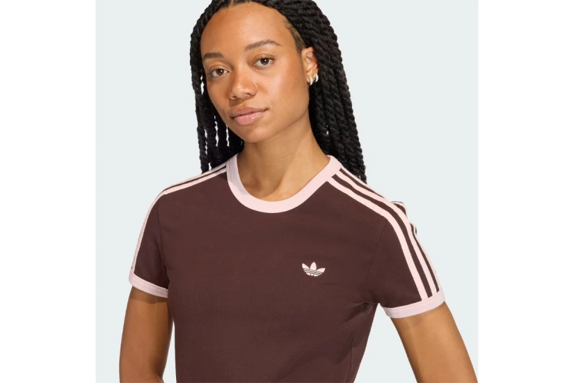 Adidas Originals 3-Stripes Γυναικείο Κοντομάνικο T-Shirt Καφέ, Ροζ
