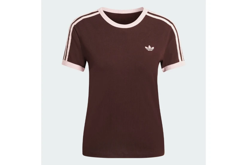 Adidas Originals 3-Stripes Γυναικείο Κοντομάνικο T-Shirt Καφέ, Ροζ