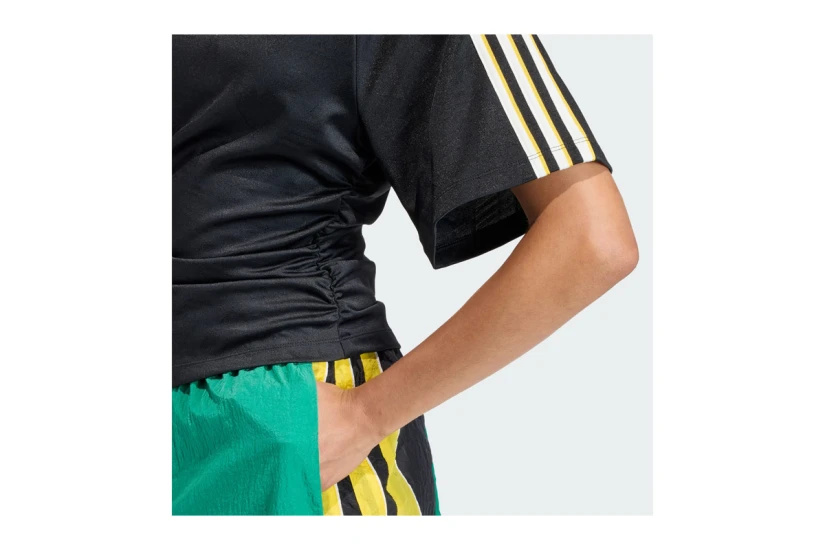 Adidas Originals Rouched Football Jersey Γυναικείο Κοντομάνικο T-Shirt Μαύρο, Κίτρινο, Εκρού