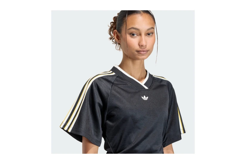 Adidas Originals Rouched Football Jersey Γυναικείο Κοντομάνικο T-Shirt Μαύρο, Κίτρινο, Εκρού