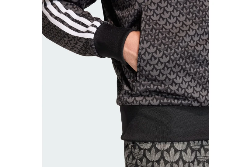 Adidas Originals Firebird Monogram Ανδρική Πολυεστερική Ζακέτα Μαύρο, Γκρι Σκούρο, Λευκό