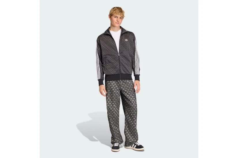 Adidas Originals Firebird Monogram Ανδρική Πολυεστερική Ζακέτα Μαύρο, Γκρι Σκούρο, Λευκό
