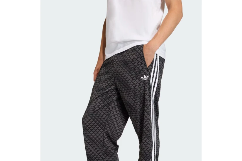 Adidas Originals Firebird Loose Monogram Ανδρικό Παντελόνι Φόρμας Μαύρο, Γκρι Σκούρο, Λευκό