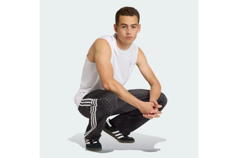 Adidas Originals Firebird Loose Monogram Ανδρικό Παντελόνι Φόρμας Μαύρο, Γκρι Σκούρο, Λευκό