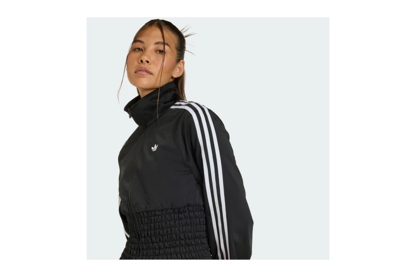 Adidas Originals Smocked Firebird Γυναικεία Πολυεστερική Ζακέτα Μαύρη, Λευκή