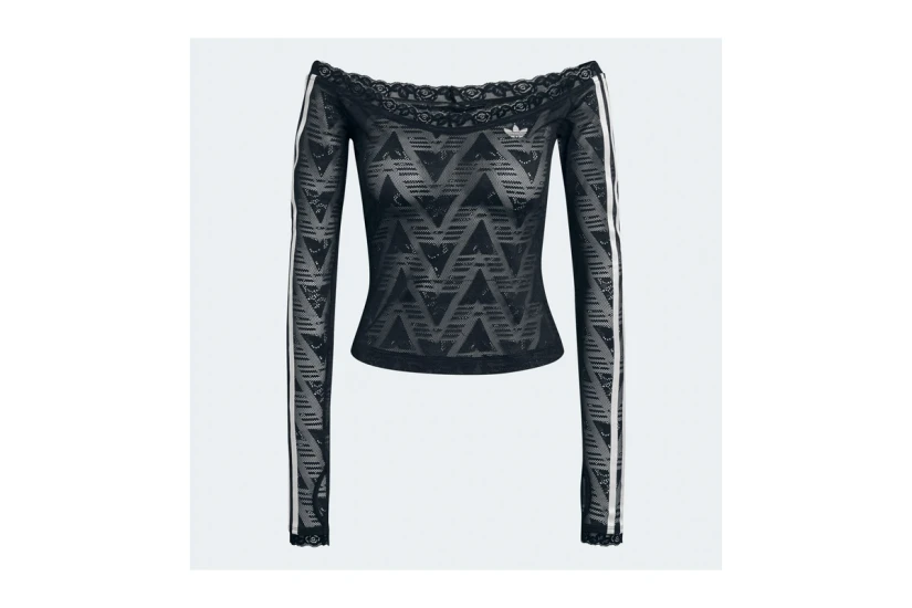 Adidas Originals Lace Bardot Γυναικεία Μακρυμάνικη Μπλούζα Μαύρη, Λευκή