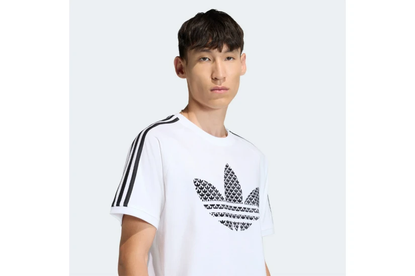 Adidas Originals Monogram Infill 3-Stripes Ανδρικό Κοντομάνικο T-Shirt Λευκό, Μαύρο