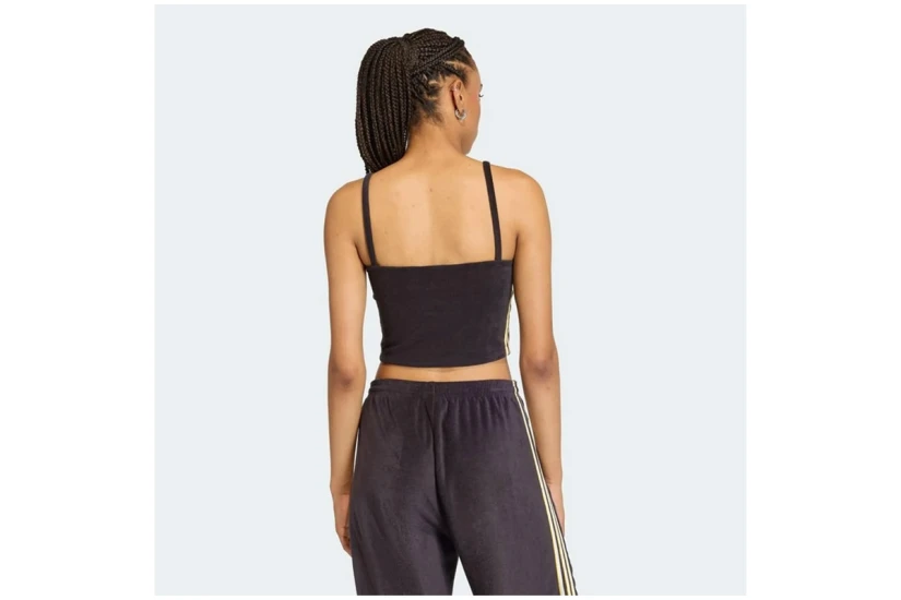 Adidas Originals Terry Towel Γυναικείο Αμάνικο Crop Top Μαύρο, Κίτρινο, Λευκό