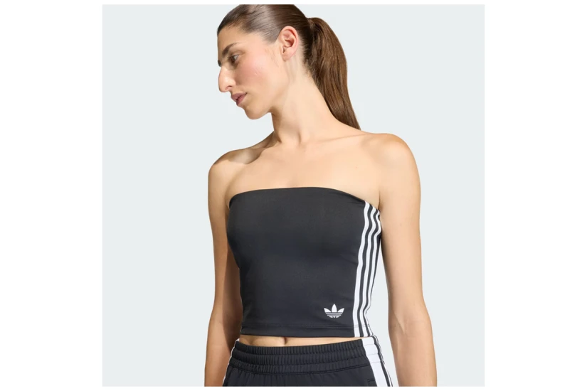 Adidas Originals 3-Stripes Γυναικείο Αμάνικο Tube Top Μαύρο, Λευκό