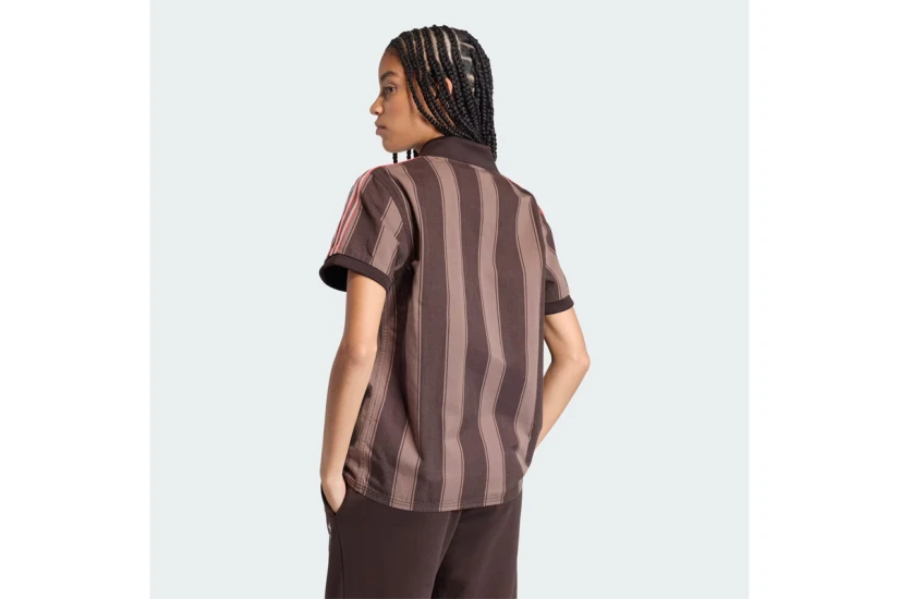 Adidas Originals Twill Football Jersey V-Neck Γυναικείο Κοντομάνικο T-Shirt Καφέ, Κόκκινο, Μπεζ