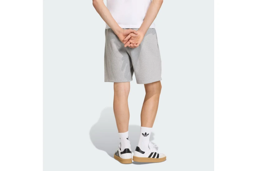 Adidas Originals Trefoil Essentials Fleece Ανδρική Αθλητική Βερμούδα Γκρι Ανοιχτό, Λευκή