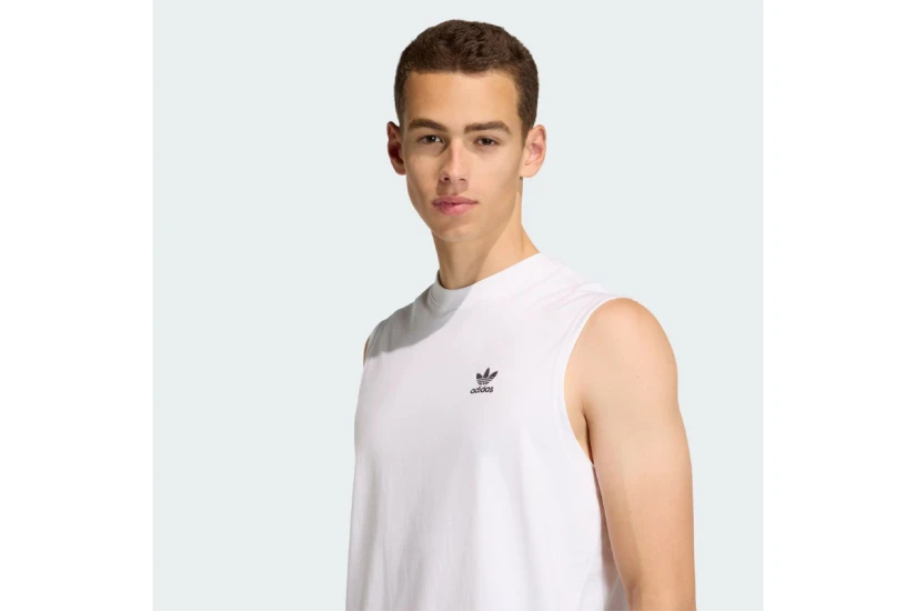 Adidas Originals Trefoil Essentials Ανδρική Αμάνικη Μπλούζα Λευκή