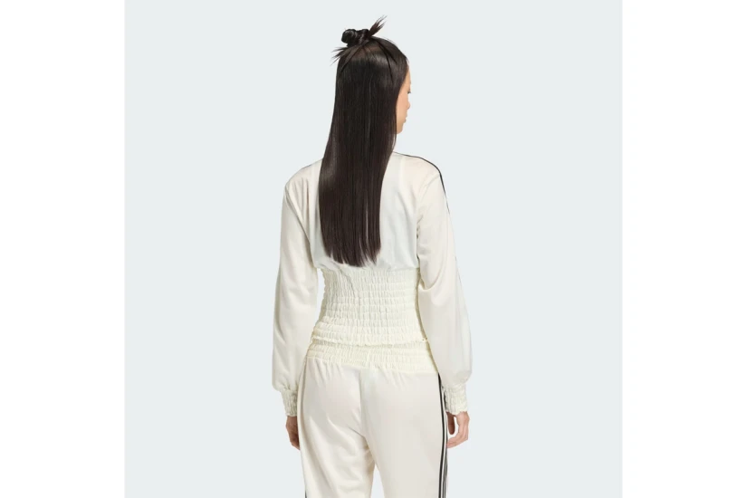 Adidas Originals Smocked Firebird Γυναικεία Πολυεστερική Ζακέτα Εκρού, Μαύρη