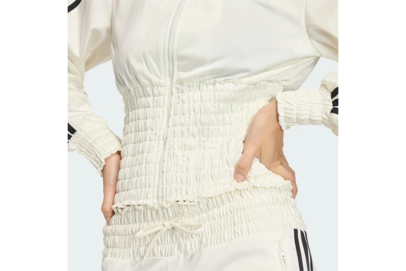 Adidas Originals Smocked Firebird Γυναικεία Πολυεστερική Ζακέτα Εκρού, Μαύρη