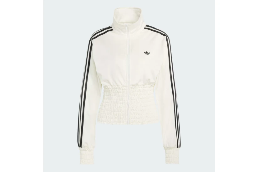 Adidas Originals Smocked Firebird Γυναικεία Πολυεστερική Ζακέτα Εκρού, Μαύρη
