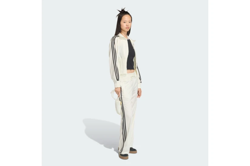 Adidas Originals Smocked Firebird Γυναικεία Πολυεστερική Ζακέτα Εκρού, Μαύρη