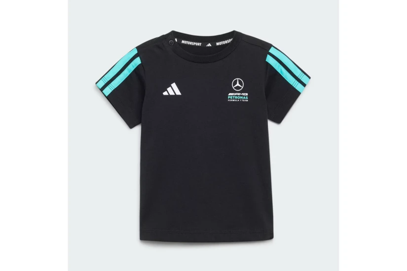 Adidas Mercedes DNA Βρεφικό - Παιδικό Σετ Κοντομάνικη Μπλούζα - Σορτς Μαύρο, Τυρκουάζ, Λευκό