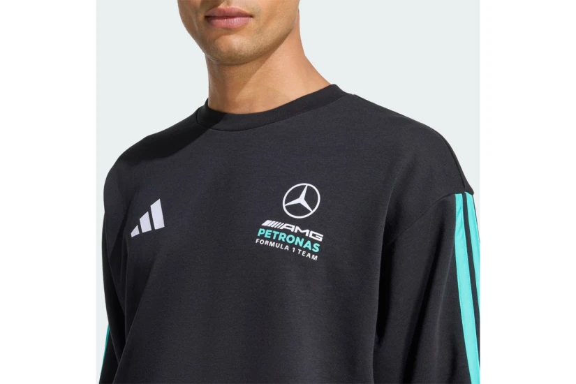 Adidas Mercedes - AMG Petronas Formula 1 Ανδρική Μακρυμάνικη Μπλούζα με Λαιμόκοψη Μαύρη, Τυρκουάζ, Λευκή