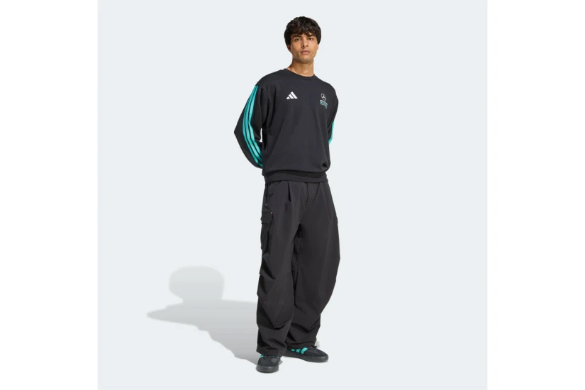 Adidas Mercedes - AMG Petronas Formula 1 Ανδρική Μακρυμάνικη Μπλούζα με Λαιμόκοψη Μαύρη, Τυρκουάζ, Λευκή