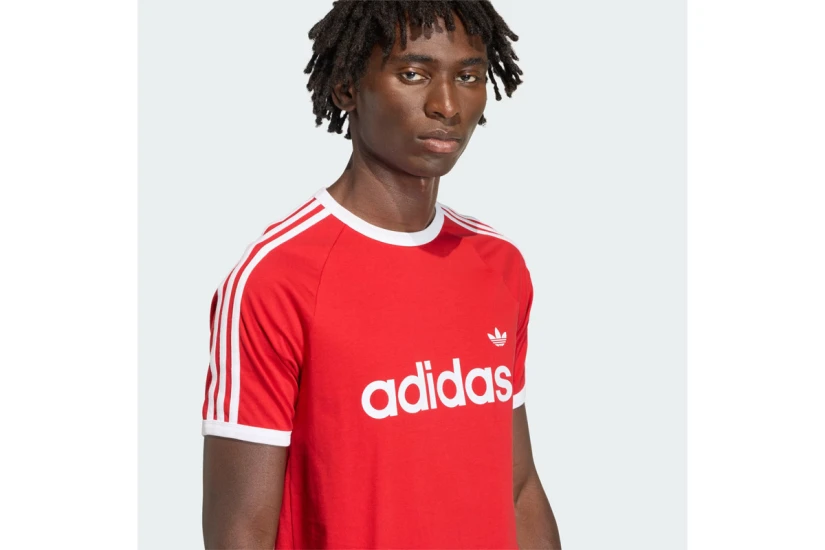 Adidas Originals 3-Stripes Slim Ringer Ανδρικό Κοντομάνικο T-Shirt Κόκκινο, Λευκό