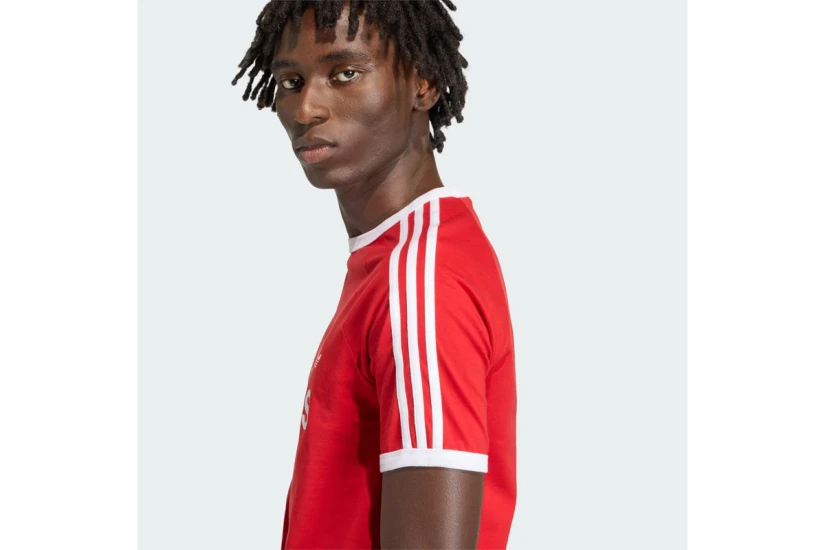 Adidas Originals 3-Stripes Slim Ringer Ανδρικό Κοντομάνικο T-Shirt Κόκκινο, Λευκό