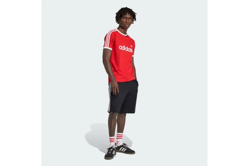 Adidas Originals 3-Stripes Slim Ringer Ανδρικό Κοντομάνικο T-Shirt Κόκκινο, Λευκό