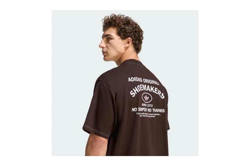 Adidas Originals Shoemaker Graphic Ανδρικό Κοντομάνικο T-Shirt Καφέ, Λευκό