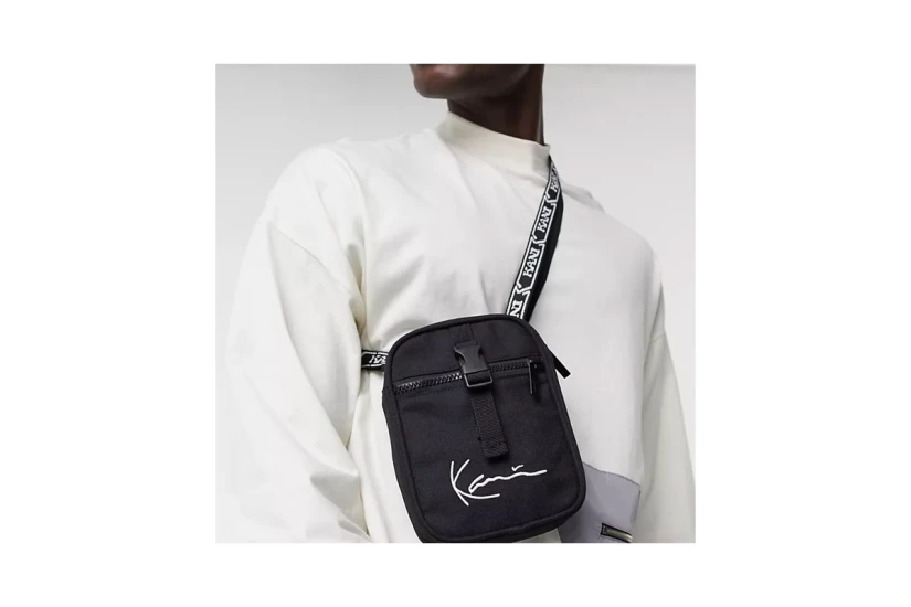 Karl Kani Signature Tape Messenger Τσαντάκι  Ώμου - Χιαστί Μαύρο, Λευκό
