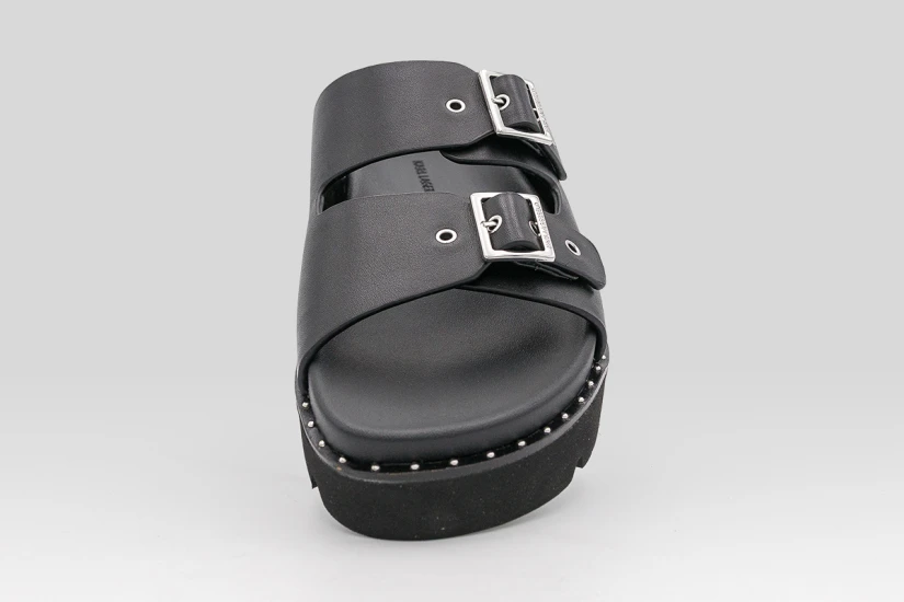 Karl Lagerfeld Kaia Double Buckle Γυναικεία Σανδάλια Μαύρα