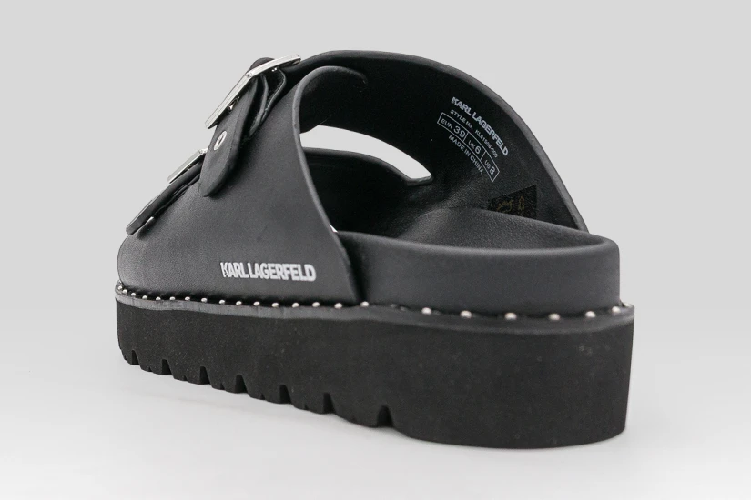 Karl Lagerfeld Kaia Double Buckle Γυναικεία Σανδάλια Μαύρα