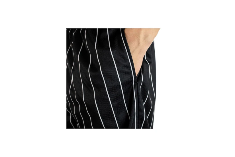 Karl Kani Small Signature Pinstripe Mesh Ανδρική Αθλητική Βερμούδα Μαύρη, Λευκή