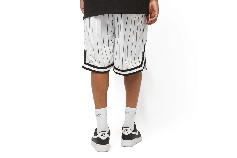 Karl Kani Small Signature Pinstripe Mesh Ανδρική Αθλητική Βερμούδα Λευκή, Μαύρη