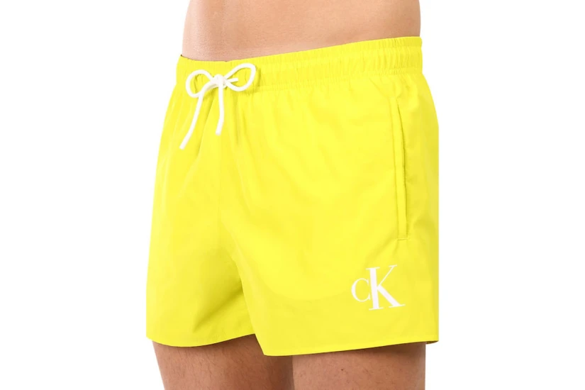 Calvin Klein Monogram Κοντού Μήκους Μαγιό Σορτς Κίτρινο Φλούο