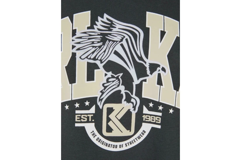 Karl Kani Eagle Print Ανδρικό Φούτερ Με Κουκούλα Ανθρακί, Εκρού